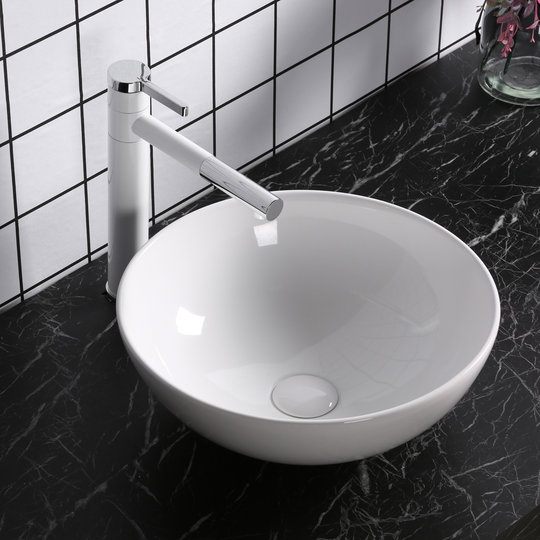 Skålformat handfat 40cm | Tvättställ i porslin med lyxig design