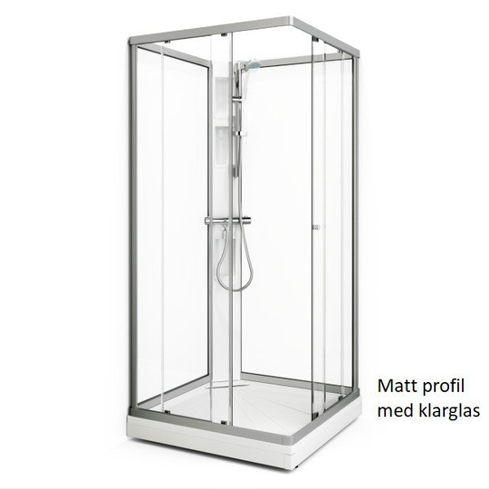 Macro Duschkabin Flow Rak - Klarglas/Ice Bakvägg Matt 71 x 91 höger