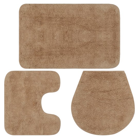 vidaXL Badrumsmattor 3 st tyg beige